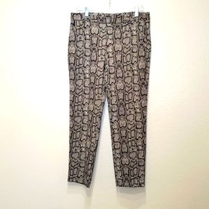 Zara Woman Snakeskin Print Straight Leg Pants Size 8 Tan & Brown Girls Night